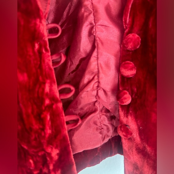 Vintage Crush Velvet Crop Jacket padded shoulders pockets and loop buttons Med - Picture 3 of 8